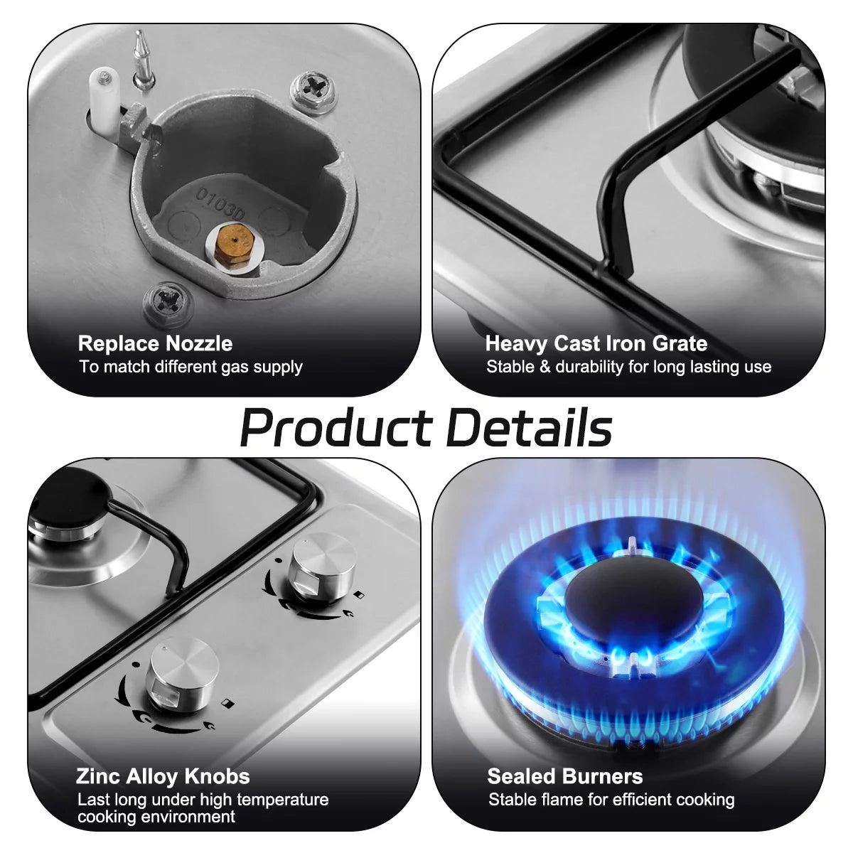 2 Burner Stainless Steel Gas Cooktop E946345