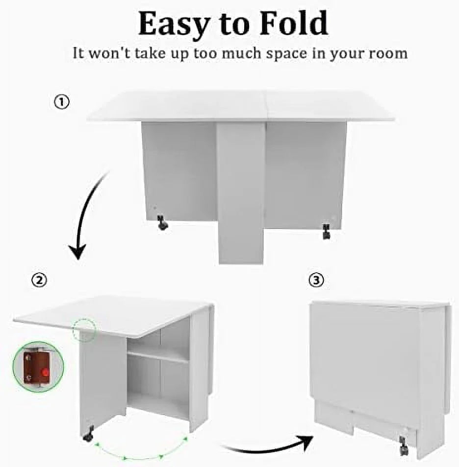 White Marble Folding Dining Table with Racks W291664