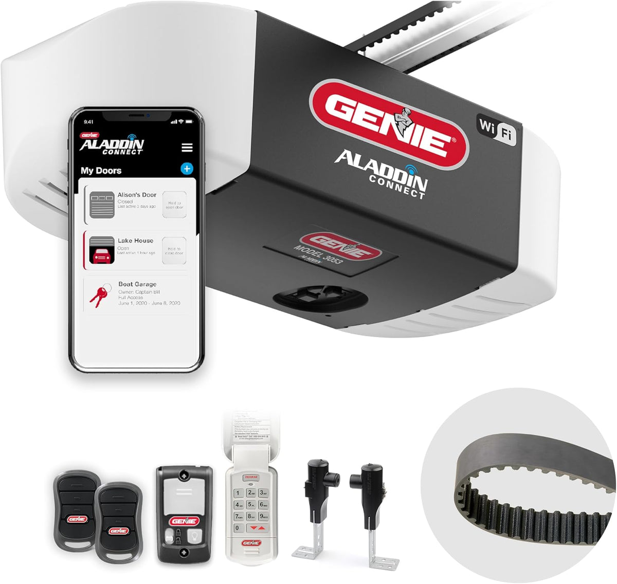 ¾ HPC Smart Belt Drive Garage Door Opener with Wireless Keypad J496