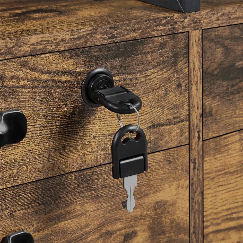 Rustic Brown Rolling Lateral File Cabinet D378