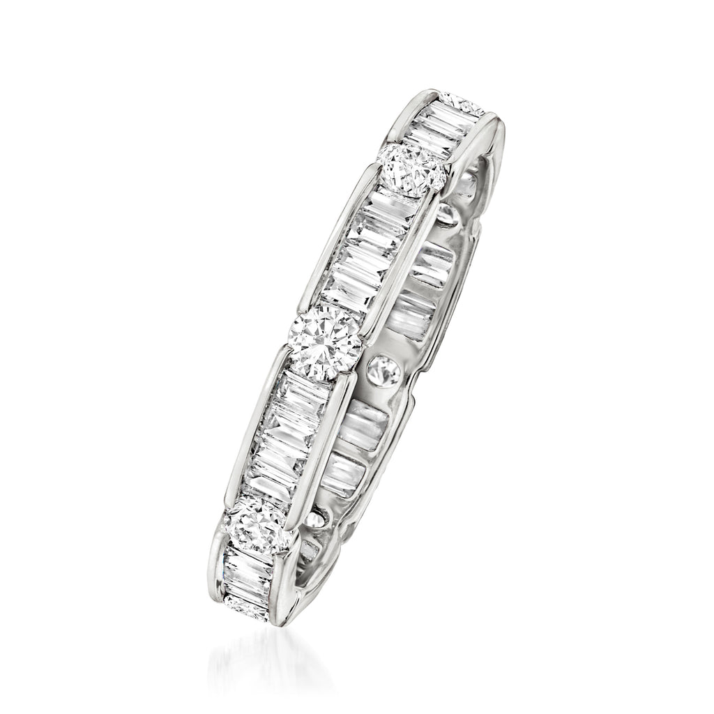 1.00 ct. t.w. Round and Baguette Diamond Eternity Band in 14kt White Gold K74081