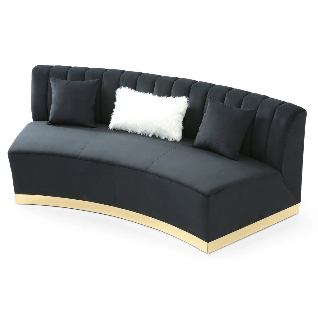 Black Velvet Curved Sofa S20750