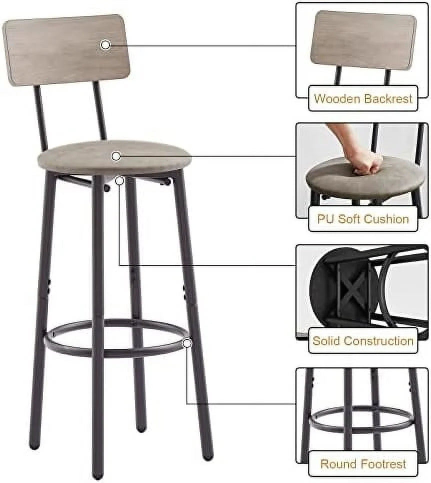 3-Piece Round Bistro Pub Dining Table and Chairs Set U242804