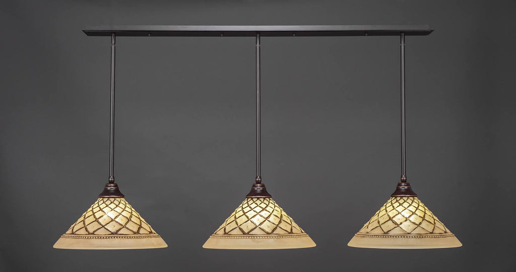 3-Light Pendant with Chocolate Icing Glass Shade L421