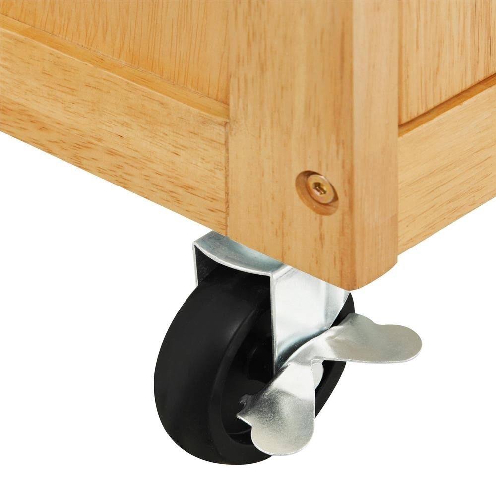 Natural Kitchen Island Cart with Solid Wood Top and Drawer D114
