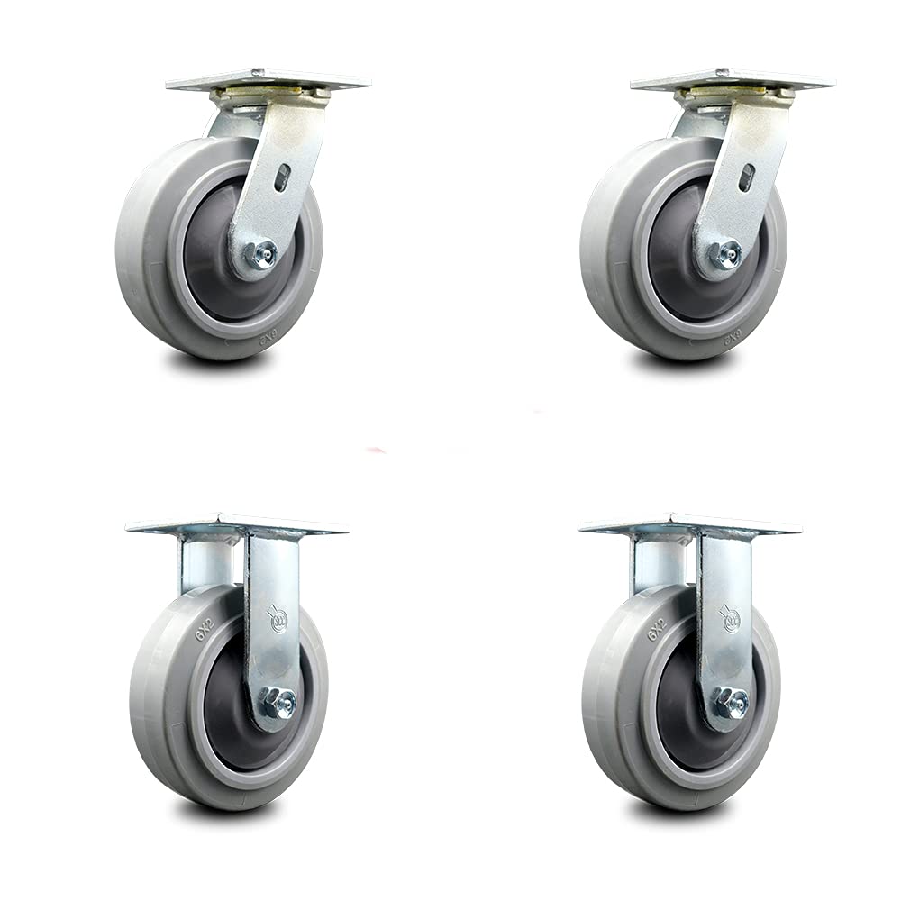 6 Inch Maroon Polyurethane Swivel Caster with Plastic Thread Guards, Pack of 2 P830