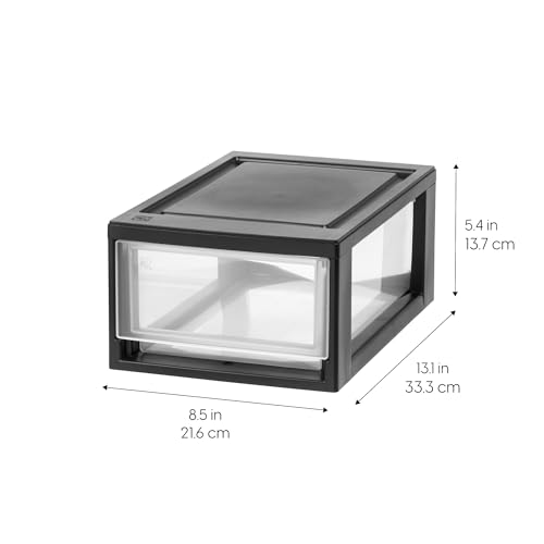 6 Qt. Plastic 4-Pack Stackable Drawer Storage Organizer, Black I13730