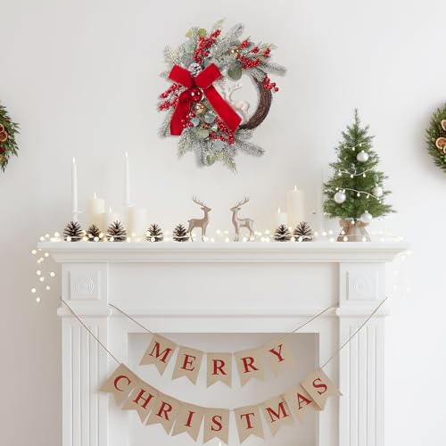 Christmas Wreath with Red Bow and Golden Ball, Pine Cones Z38273