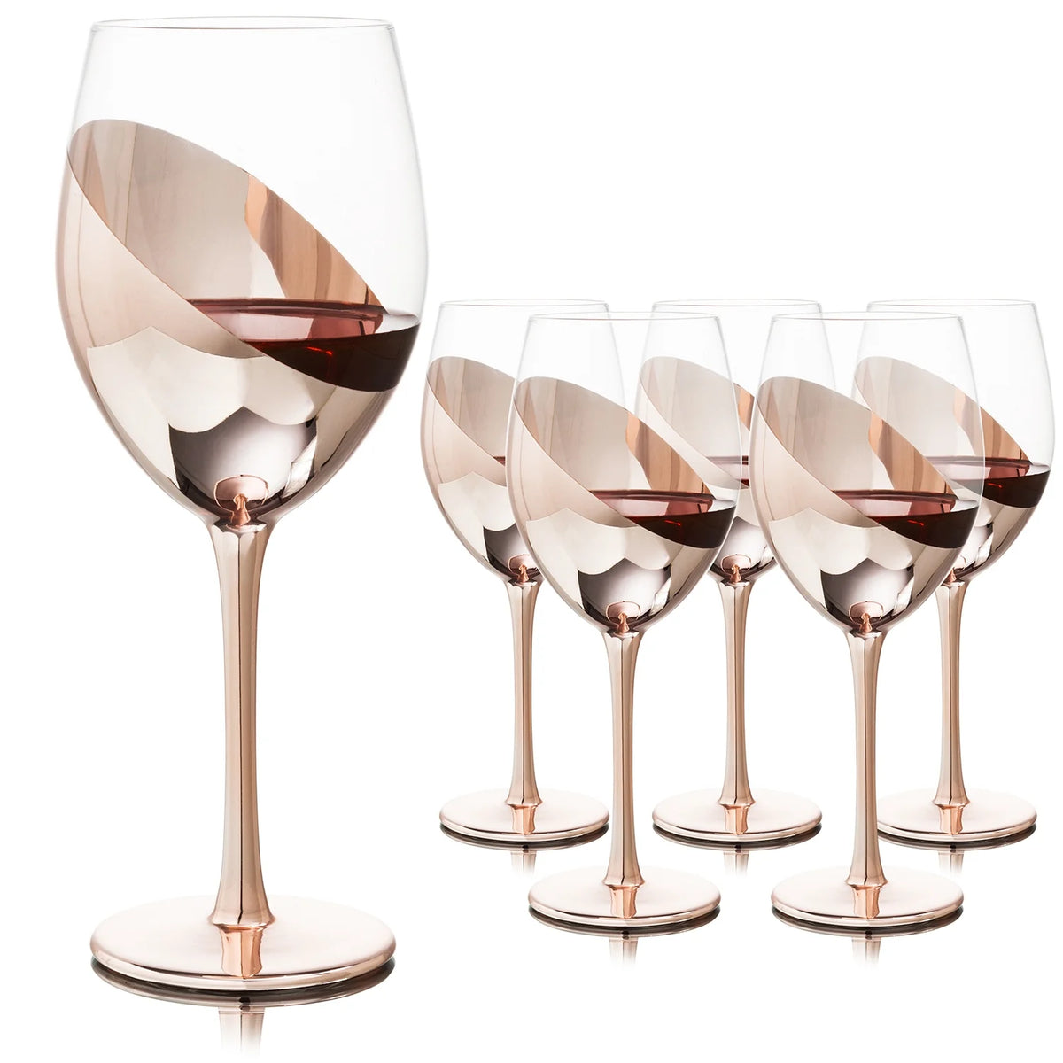 Set of 6 Stemmed Copper-Toned Glasses Q51017