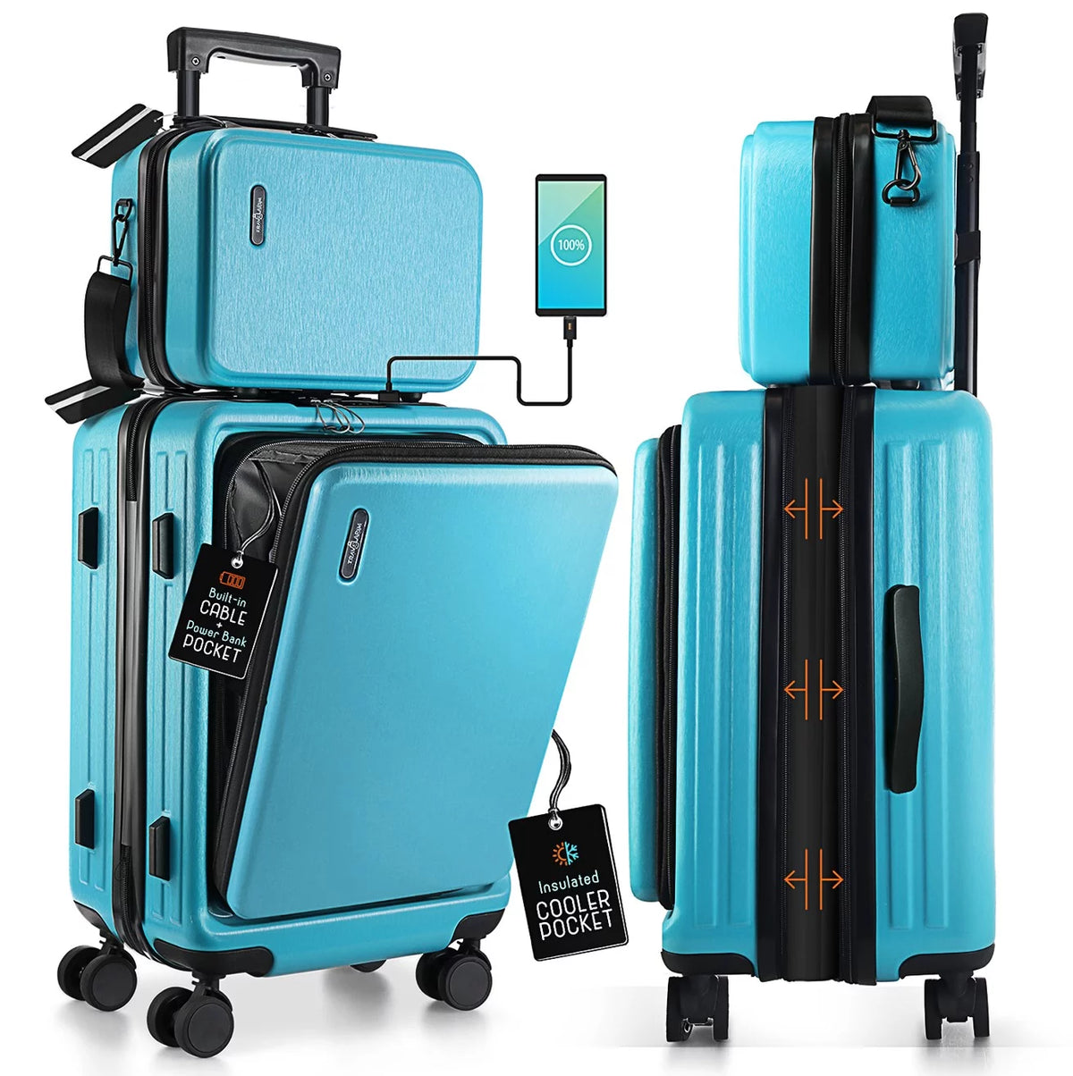 20 inch Hardside Expandable Carry-On Luggage with Front Pocket K7953
