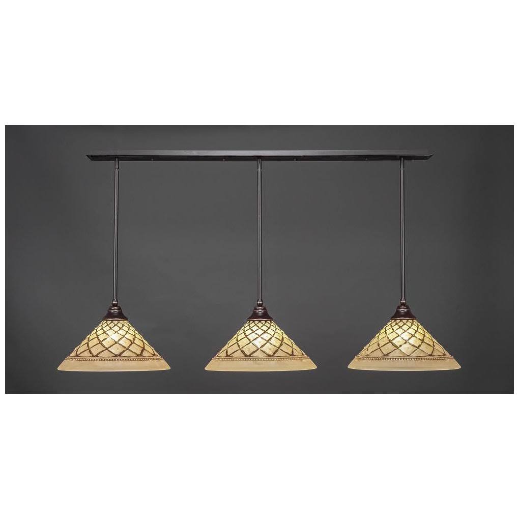 3-Light Pendant with Chocolate Icing Glass Shade L421