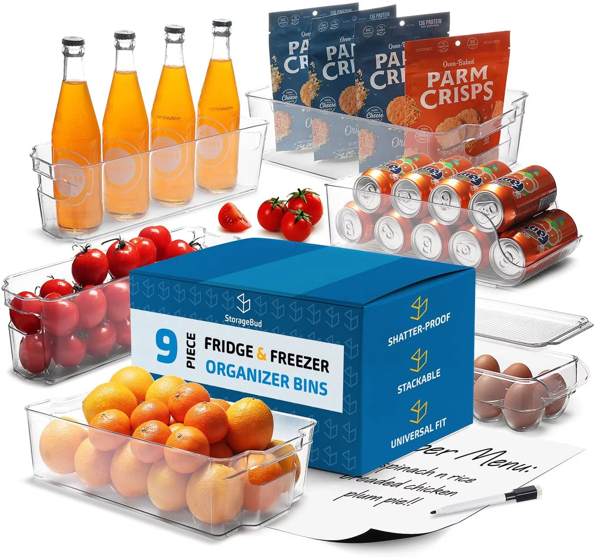 Clear 9 Piece Set Stackable Storage Bins E9415