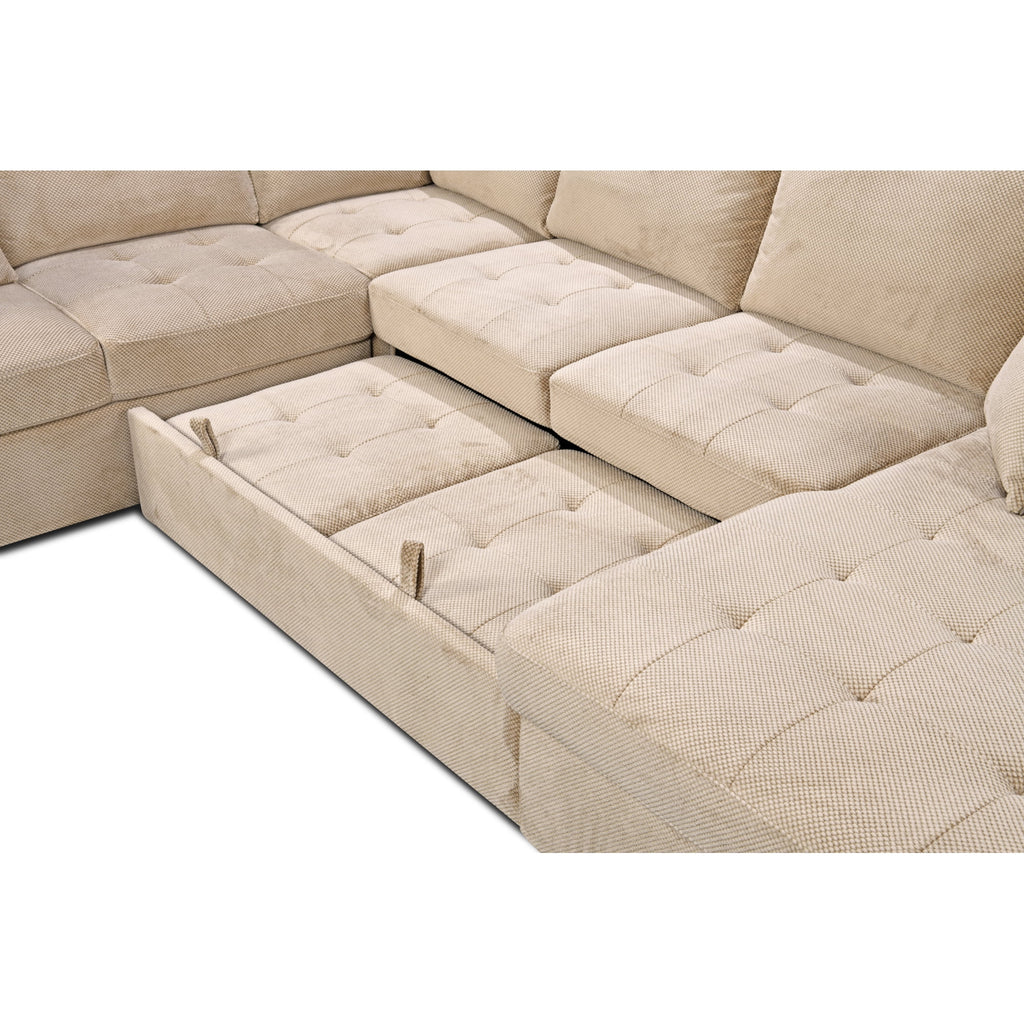 Beige Oversized U Shaped Sectional Sofa with Storage Chaise C73136