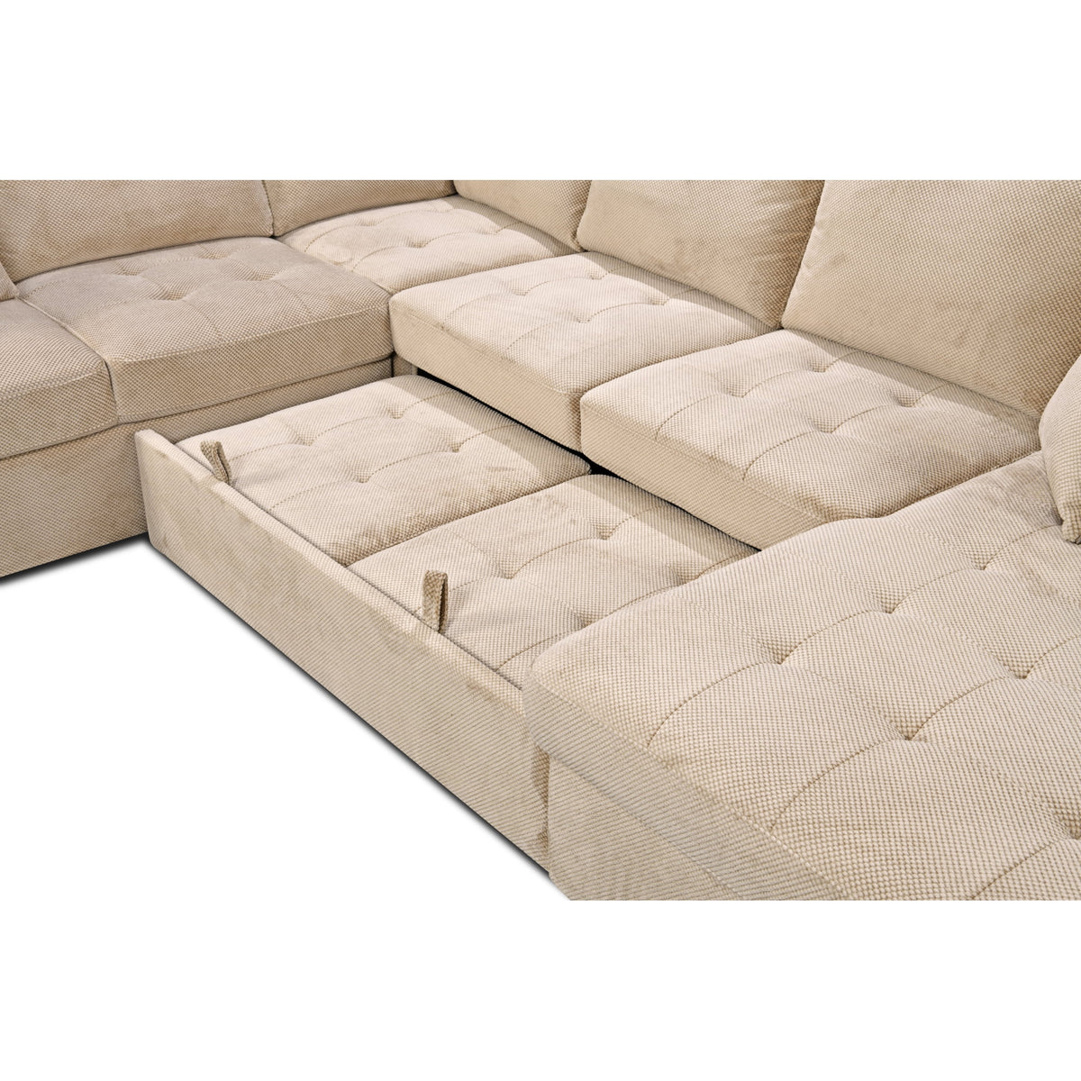 Beige Oversized U Shaped Sectional Sofa with Storage Chaise C73136