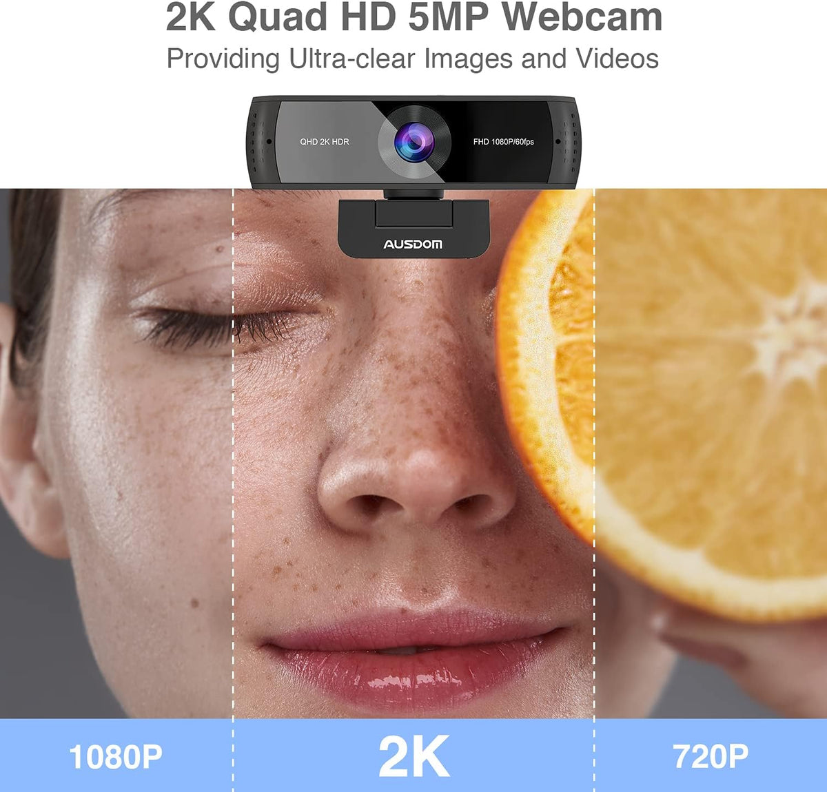 2K QHD Autofocus Webcam with Dual Noise Cancelling Microphones D70050
