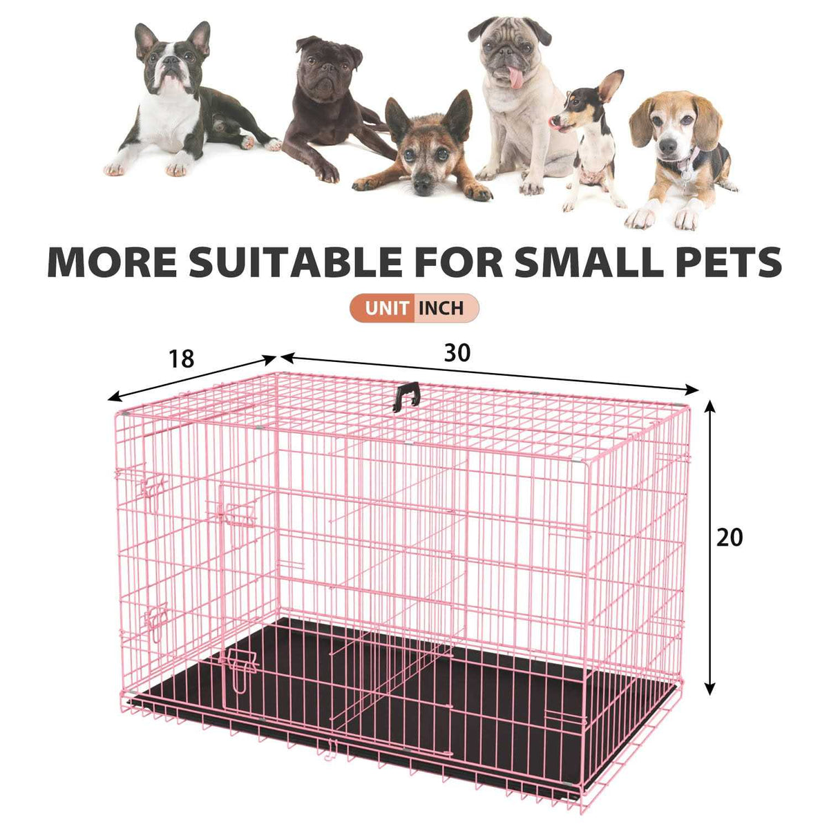 Large Foldable Double-Door Metal Wire Dog Crate A82107