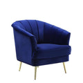 Blue Velvet Gold Striped Barrel Chair W684832