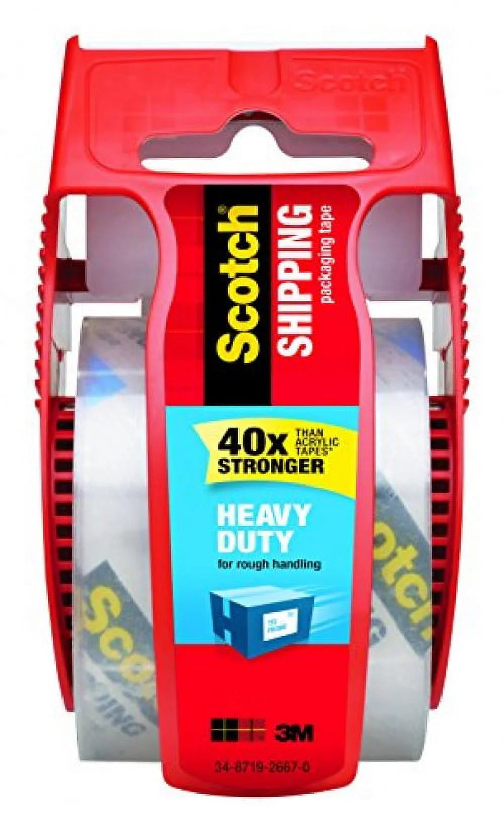 Heavy-Duty Packaging Tape With Dispenser, 1.88" X 66.66 Ft, Clear, 6/Pack D15366