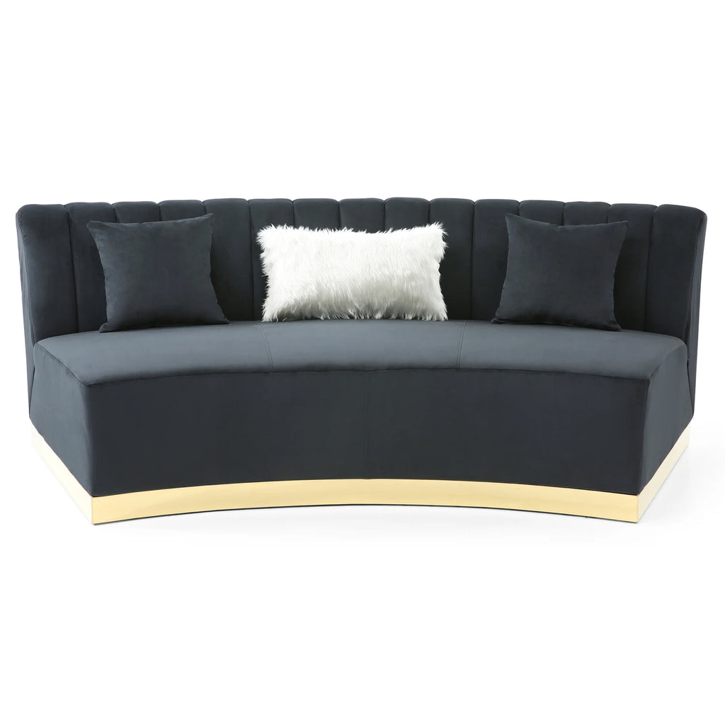 Black Velvet Curved Sofa S20750