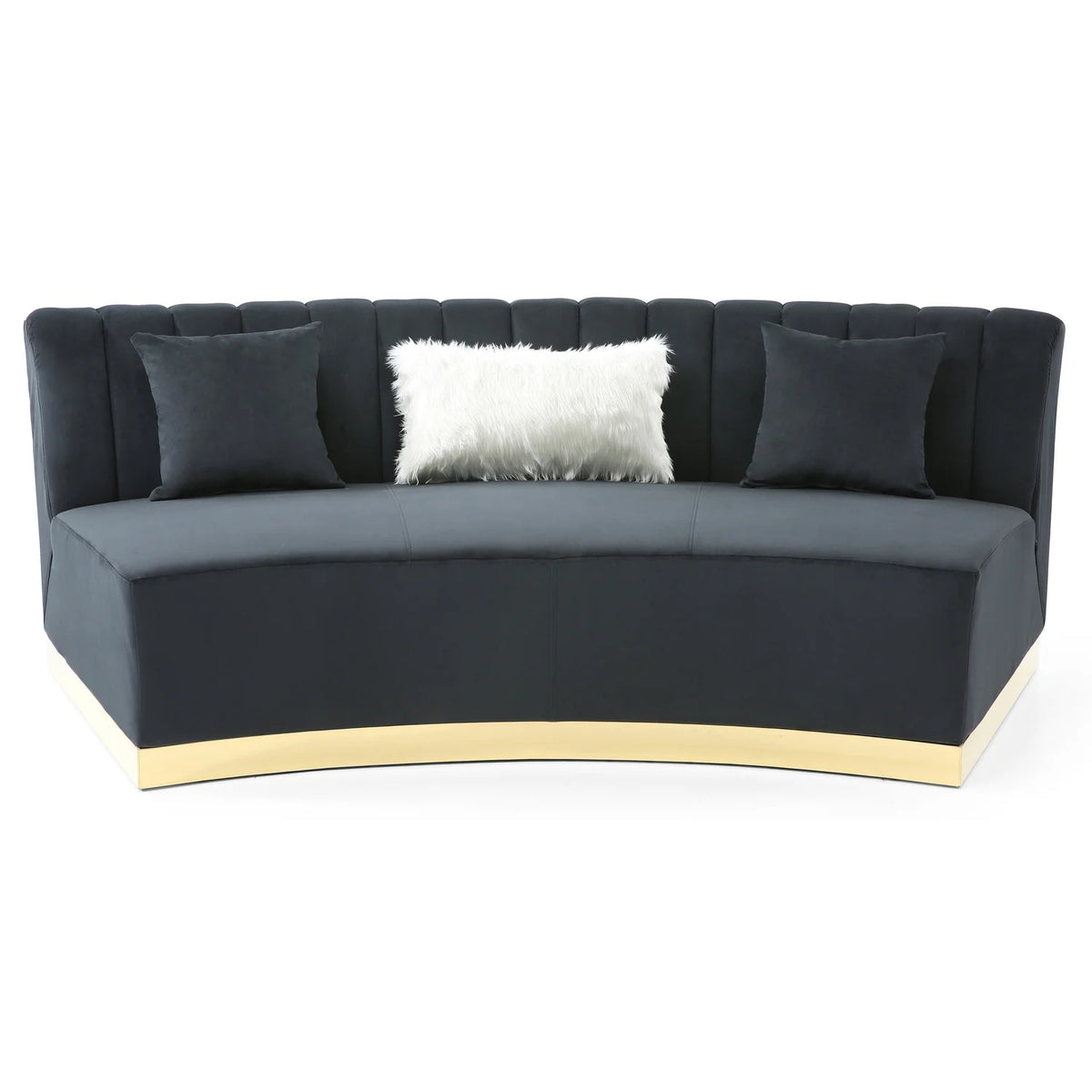 Black Velvet Curved Sofa S20750
