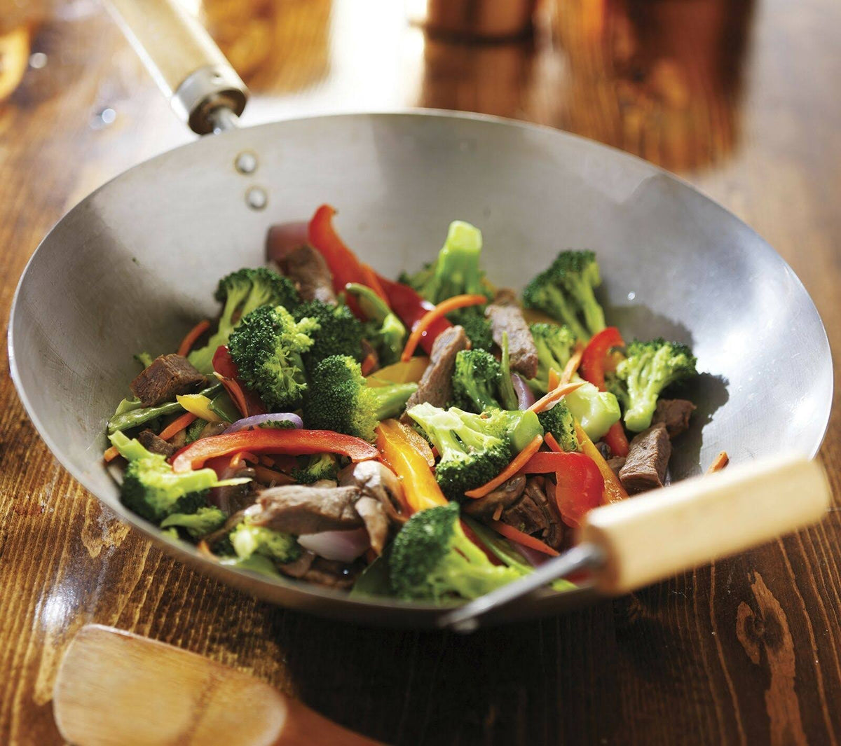 14-inch Carbon Steel Lidded Wok Stir Fry Pan Set P2741