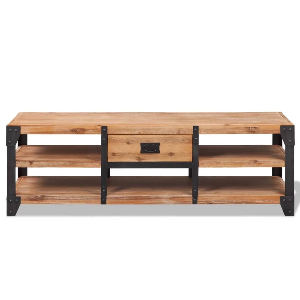 Reclaimed Wood TV Cabinet with Storage Shelves C973