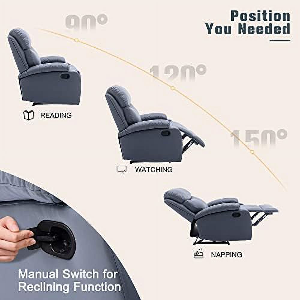 Cerulean Blue Manual Recliner Chair with Micro Leather B5196