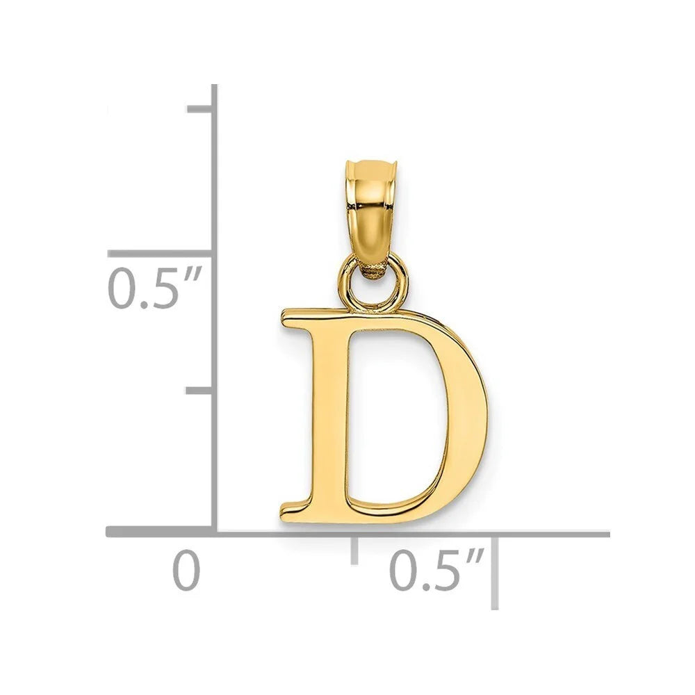 14k Yellow Gold Polished D Block Initial Pendant T4266