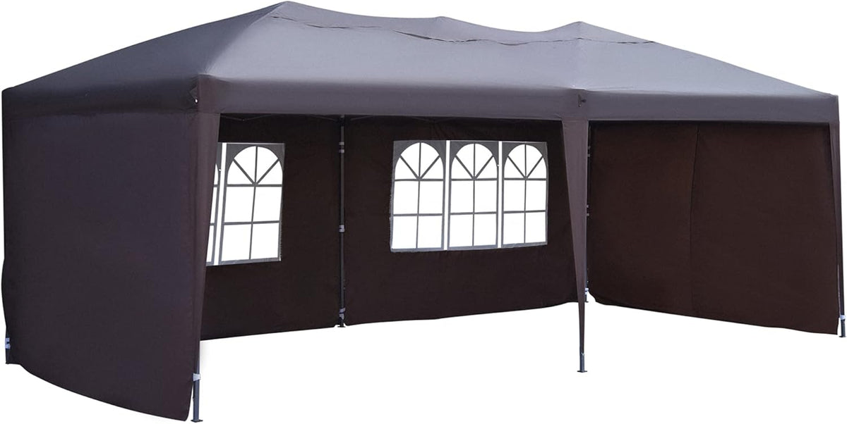 10' x 20' Pop Up Canopy with 4 Removable Sidewalls and Carry Bag, White Y321589
