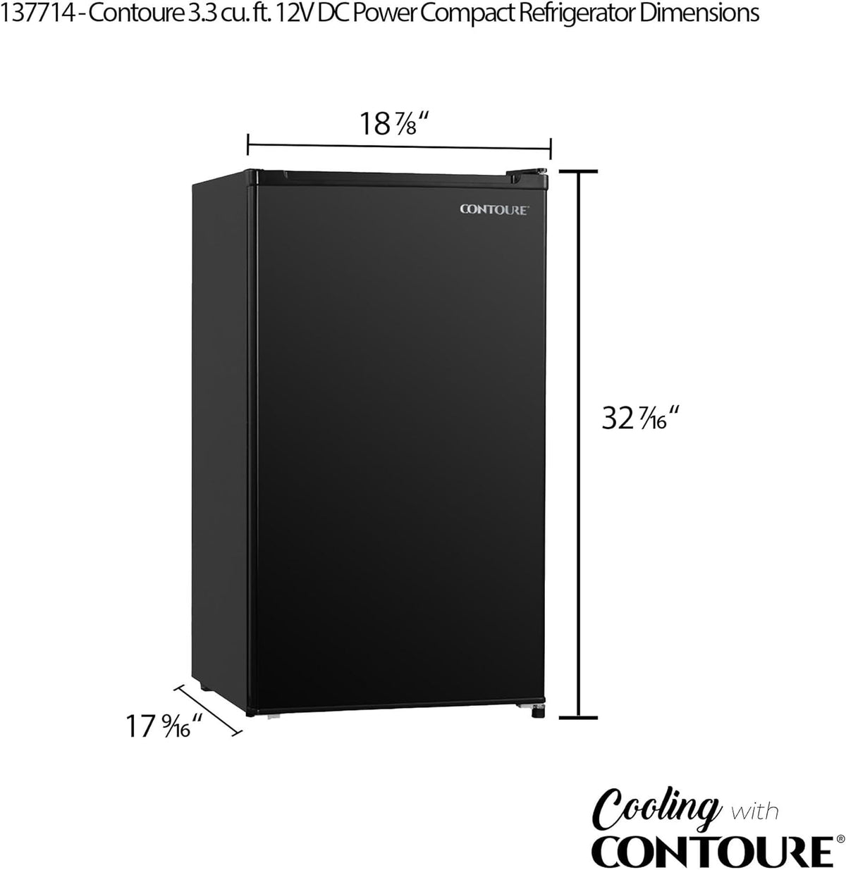 Black 3.3 cu.ft. 12V Compact Refrigerator T7428
