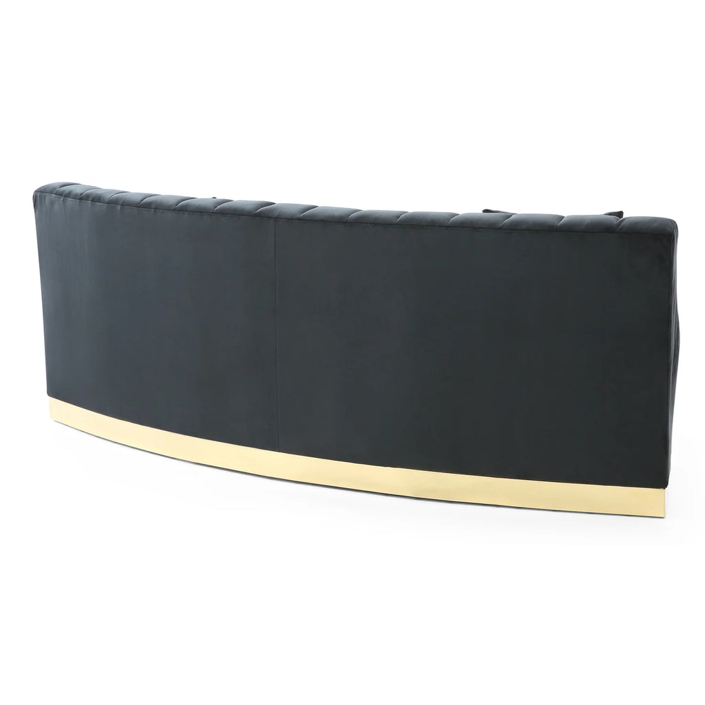 Black Velvet Curved Sofa S20750