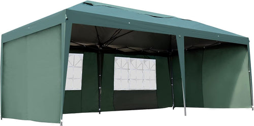 10' x 20' Pop Up Canopy with 4 Removable Sidewalls and Carry Bag, White Y321589