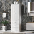 White 2 Door Tall Bathroom Storage Cabinet with 3 Drawers and Adjustable Shelves J706468