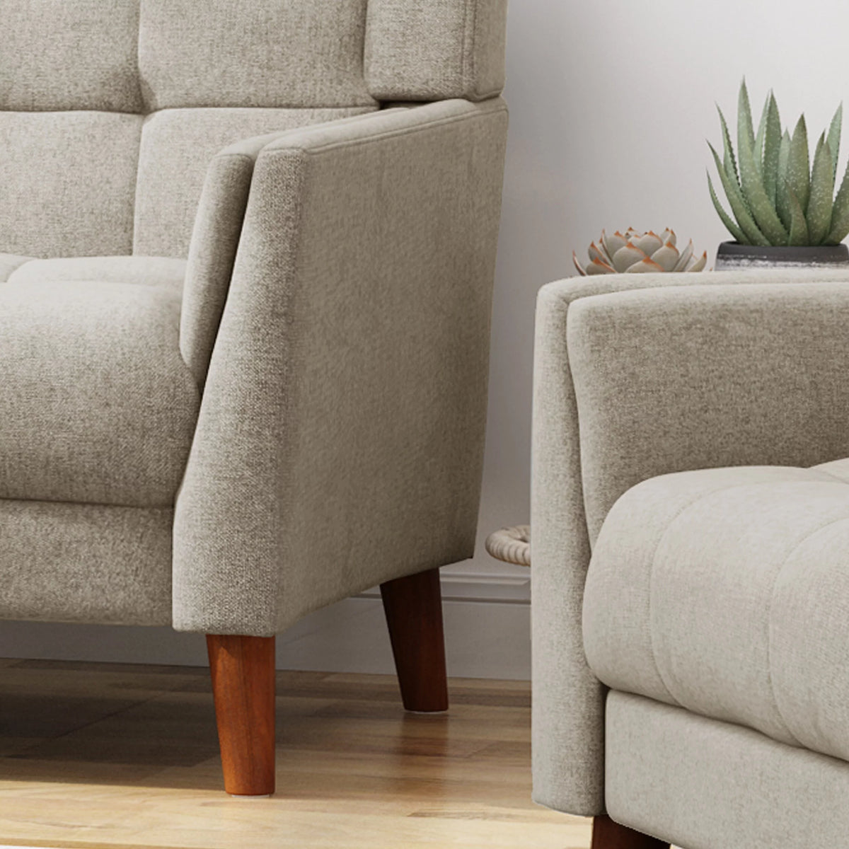 Dark Grey Fabric Arm Chair and Loveseat Set N419