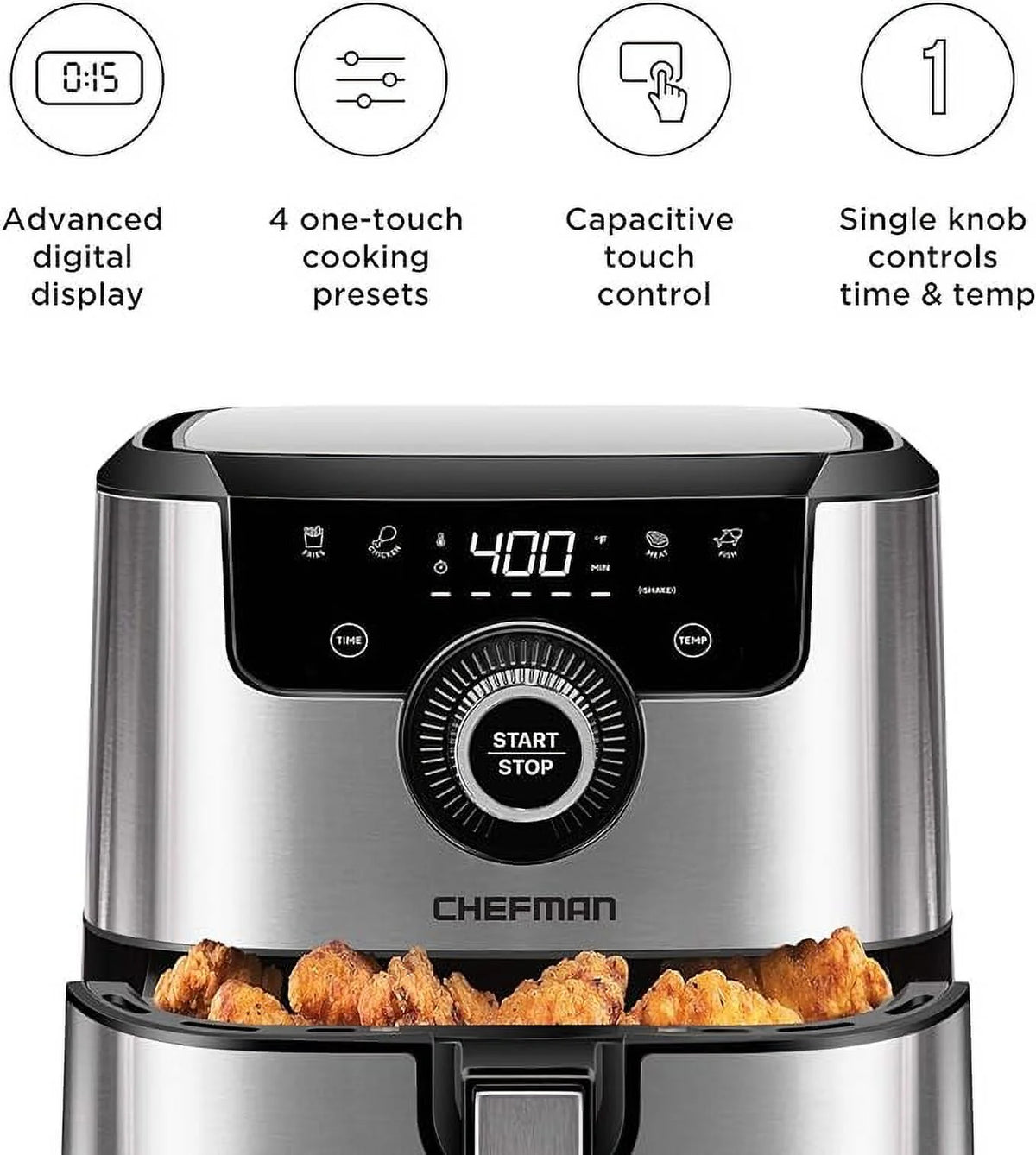 Open Box CHEFMAN Air Fryer 4.5 Qt SILVER W604