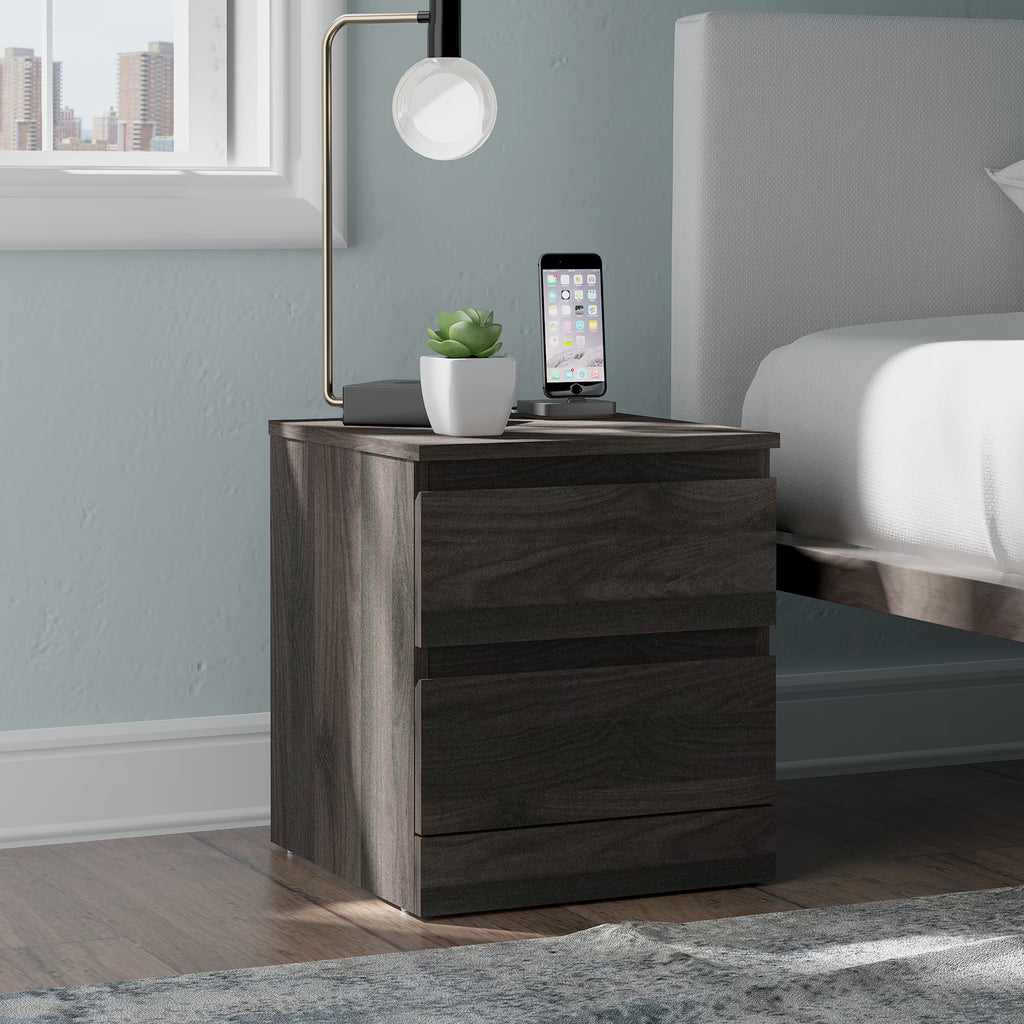 Espresso Low Profile Nightstand with 2 Drawers and USB L658792