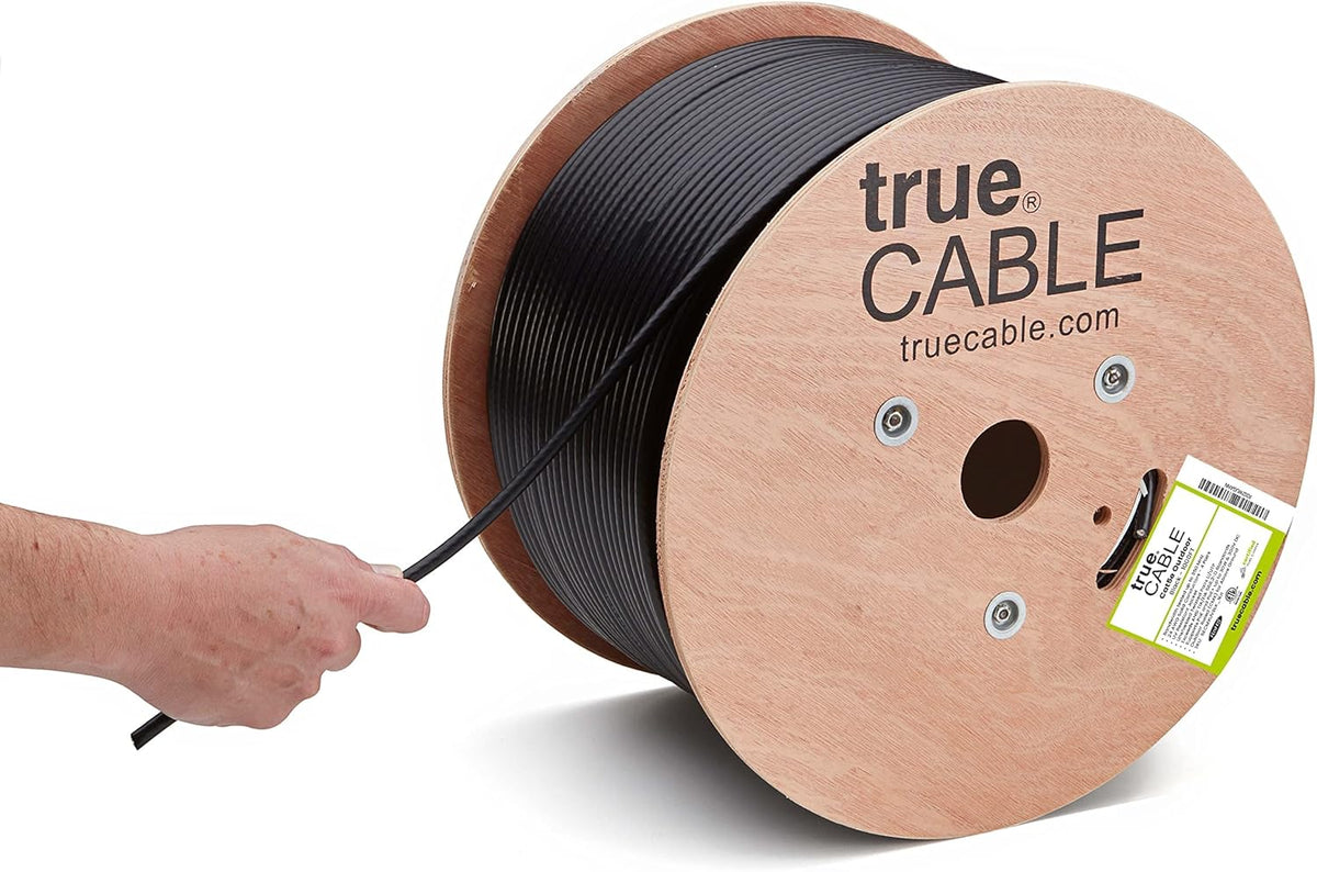 Cat5e Outdoor Unshielded UTP 1000ft Black 24AWG Solid Bare Copper Ethernet Cable U82414