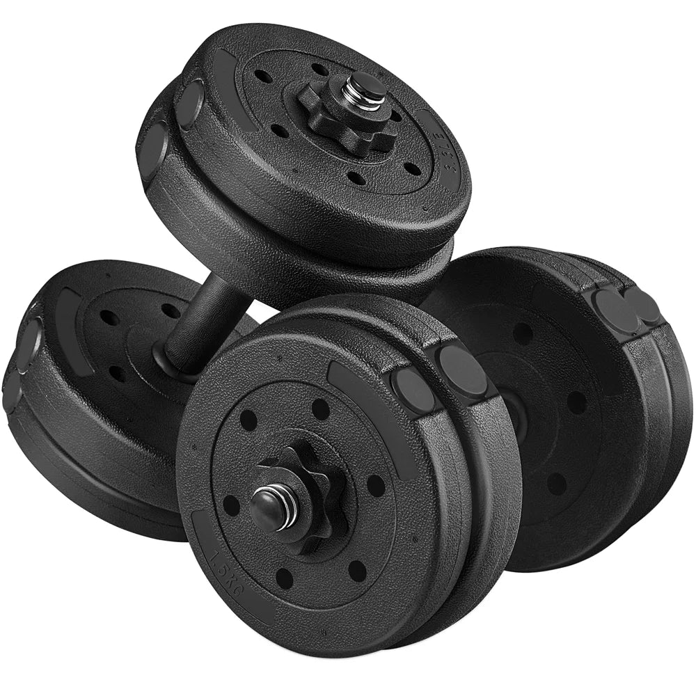 Adjustable 66LB Dumbbell Weight Set Black Y815