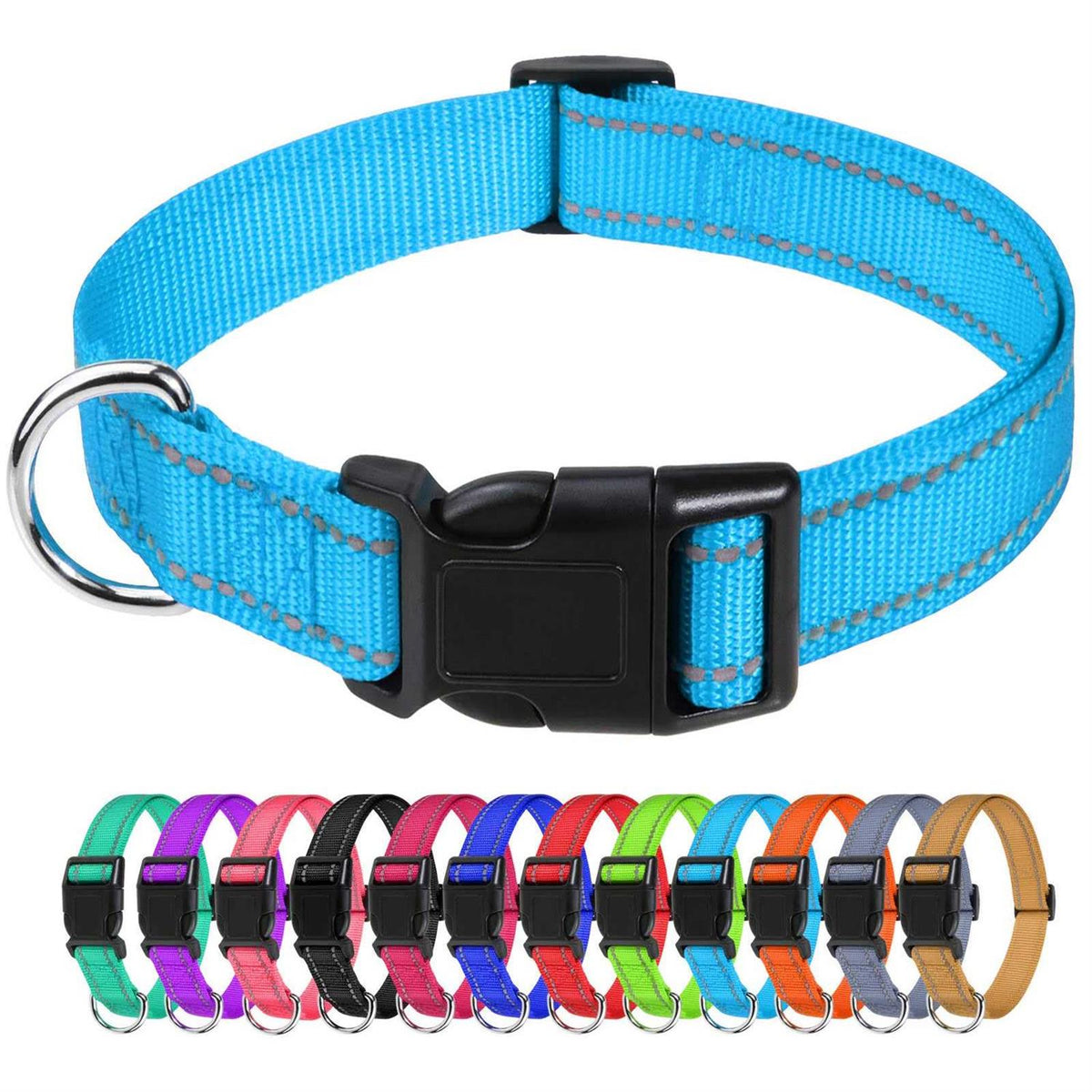 Reflective Nylon Adjustable Dog Collar with Quick Release Buckle H998409