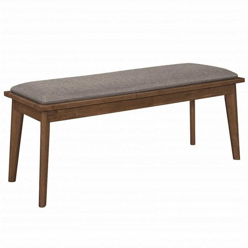 Grey and Natural Walnut Upholstered Dining Bench Y53800