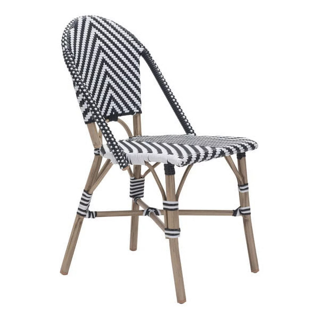 Black & White Polyethylene Aluminum Dining Chair Set Of 2 J316447