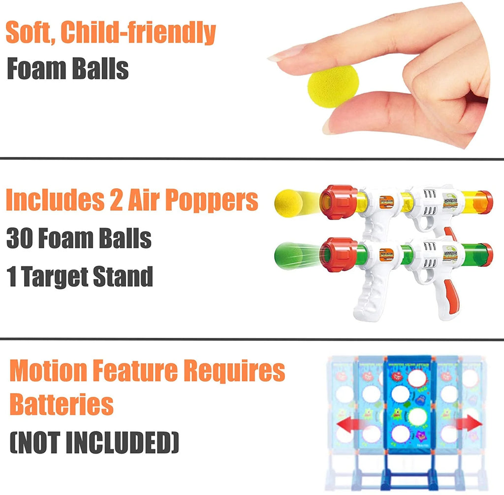 2 Pack Foam Ball Air Popper Guns with Moving Targets Z24741