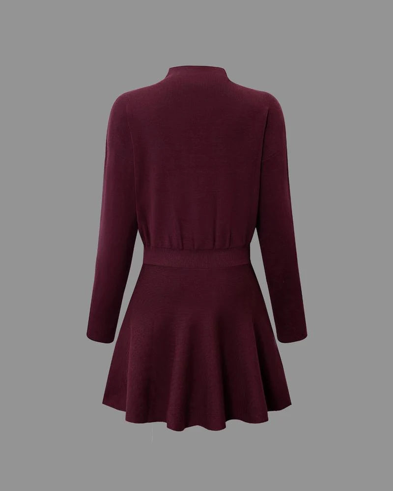 Women's Long-Sleeved Knitted Loose-Fitting Sweater Dress F5678