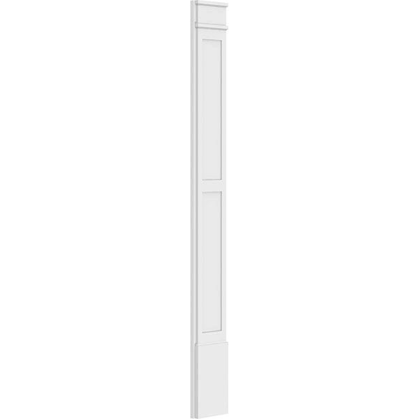 10x22W x 90x22H x 2x22P Two Equal Flat Panel PVC Pilaster with Decorative Capital & Base (Pair) R8775