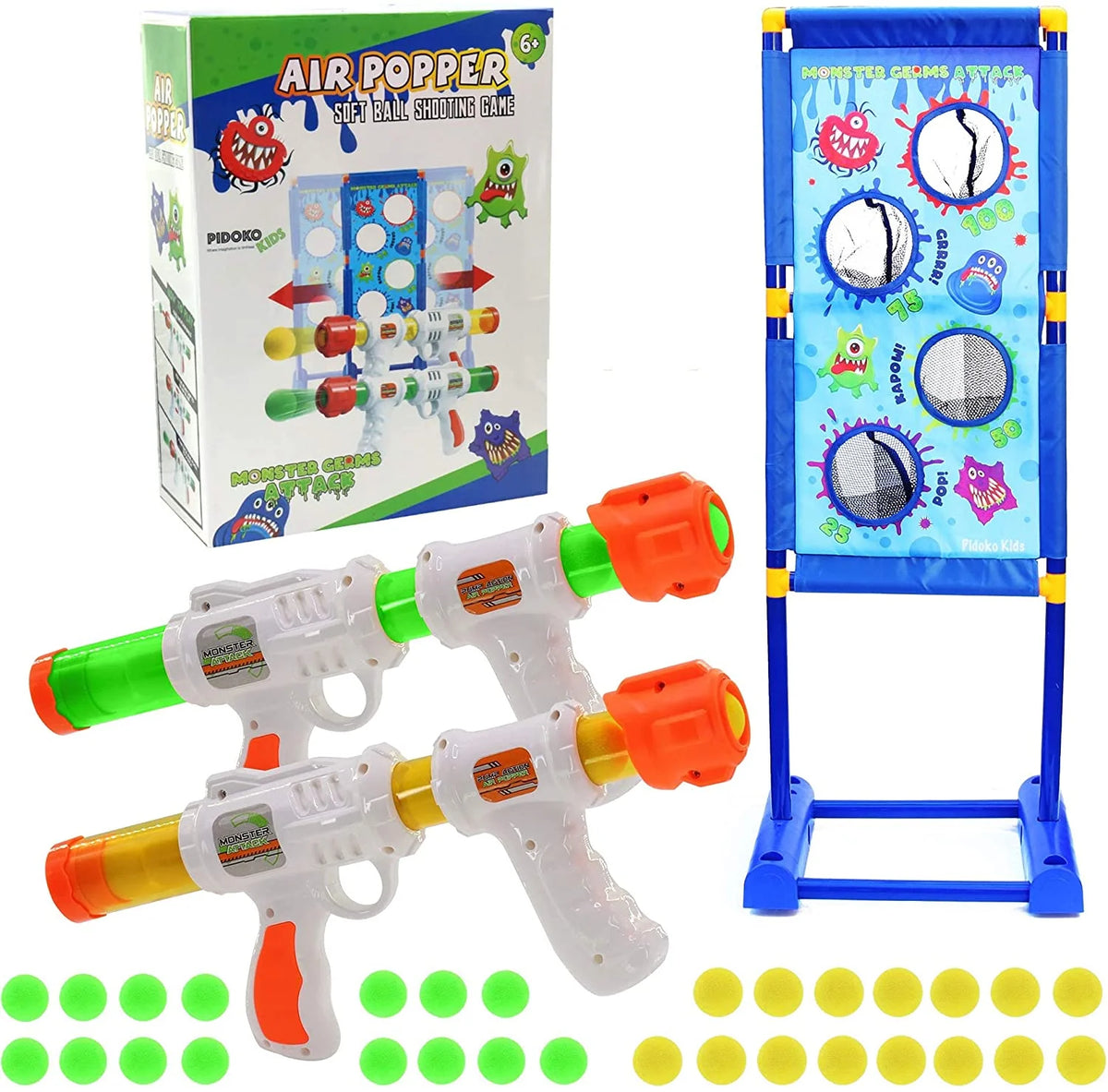 2 Pack Foam Ball Air Popper Guns with Moving Targets Z24741