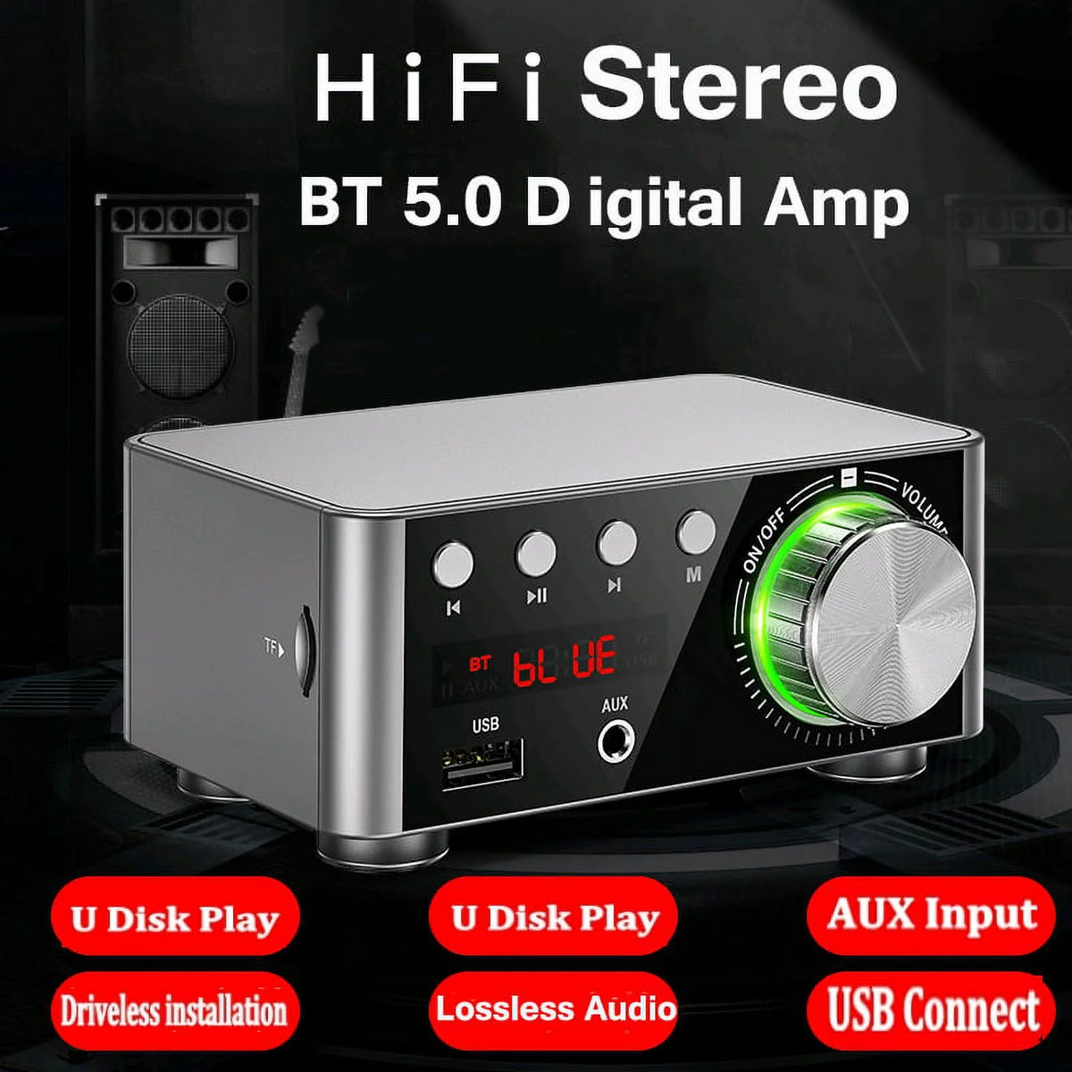 Black 100W Dual Channel Digital Amplifier B142732