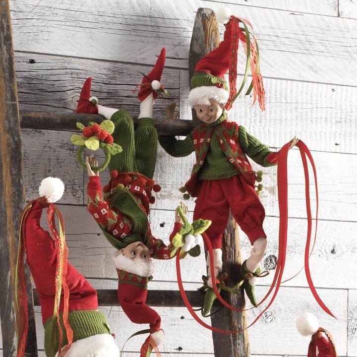 16x22 Red and Green Holly Posable Elf Set G391338