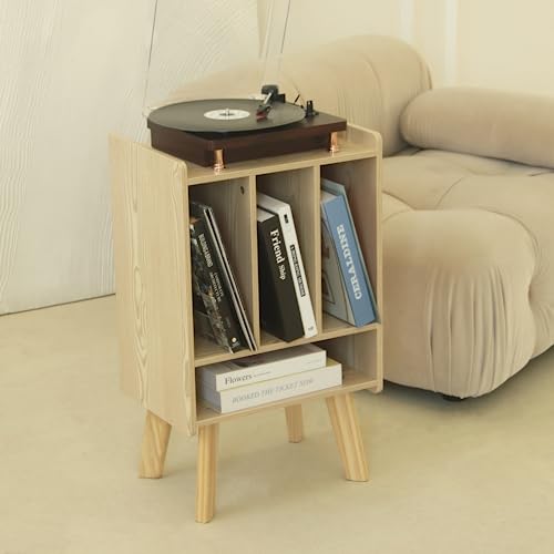 Brown 3 Tier Record Player Stand with Vinyl Storage Y858