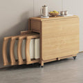 Beige Solid Wood Folding Dining Table Set D431488