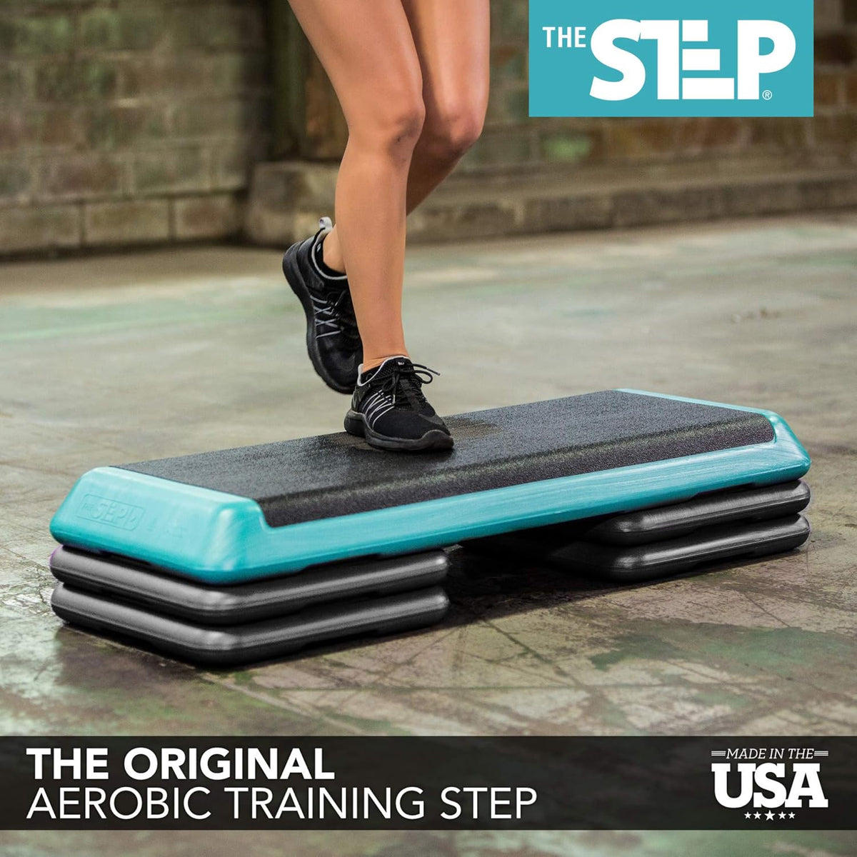 Teal Aerobic Platform with Black Risers R520